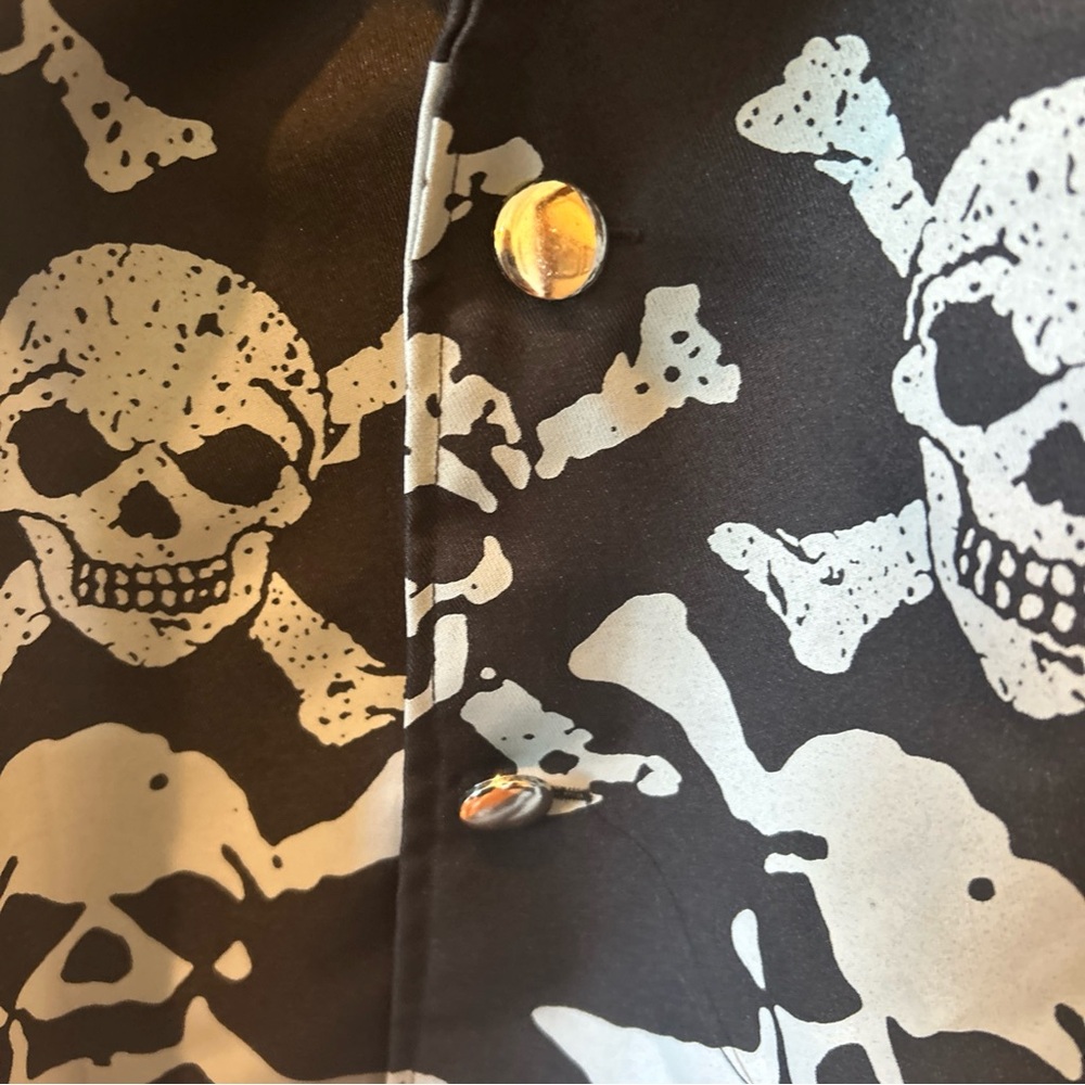 Skull & Crossbones Pattern Black Jacket Men’s Tal… - image 4